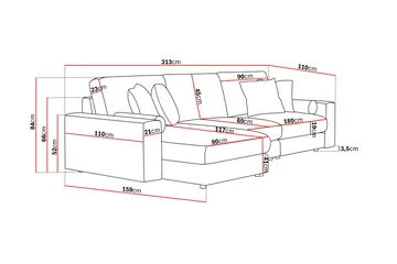 Arken Lyx 5-sits Vändbar L-formad Djup Divansoffa i Sammet - Mörkgrå - Products - Möbler - Soffa - Sammetssoffa