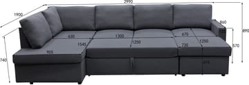 Bäddsoffa Tärnö U-modell - Mörkgrå - Products - Möbler - Soffa - Bäddsoffa - Bäddsoffa divan