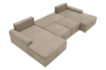 Bella Bäddsoffa Dubbeldivan 4-sits i Plysch - Beige - Products - Möbler - Soffa - Bäddsoffa - U bäddsoffa