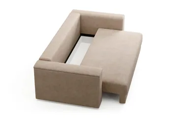 Bergen Extra djup 3-sits Bäddsoffa med Bäddmadrass i Memoryskum och Tvättbar klädsel - Beige Tyg - Products - Möbler - Soffa - Bäddsoffa - 3 sits bäddsoffa