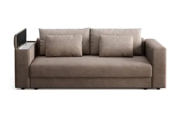 Bergen Extra djup 3-sits Bäddsoffa med Bäddmadrass i Polyesterskum Vändbar Sommar- & Vintersida och Tvättbar klädsel - Beige Tyg - Products - Möbler - Soffa - Bäddsoffa - 3 sits bäddsoffa