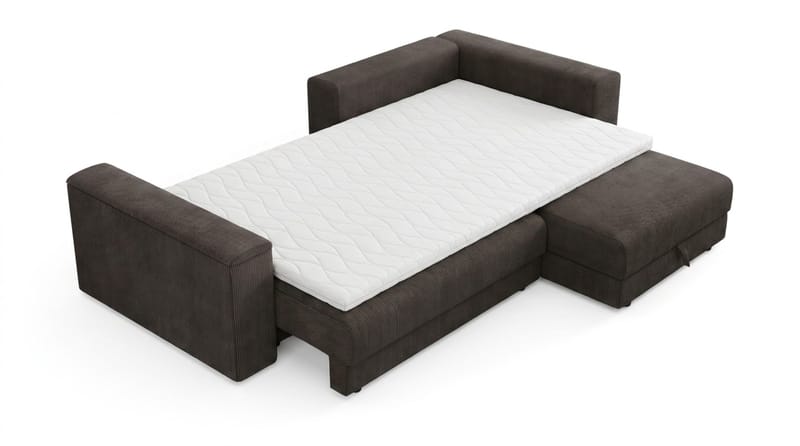 Bergen Extra djup 3-sits Bäddsoffa med Divan och Bäddmadrass i Latex och Tvättbar klädsel - Brun Manchester - Products - Möbler - Soffa - Bäddsoffa - Bäddsoffa divan