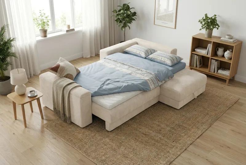 Bergen Extra djup 3-sits Bäddsoffa med Divan och Bäddmadrass i Memoryskum och Tvättbar klädsel - Beige Manchester - Products - Möbler - Soffa - Bäddsoffa - Bäddsoffa divan