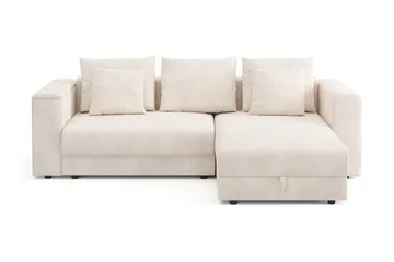 Bergen Extra djup 3-sits Bäddsoffa med Divan och Bäddmadrass i Memoryskum och Tvättbar klädsel, Beige Manchester