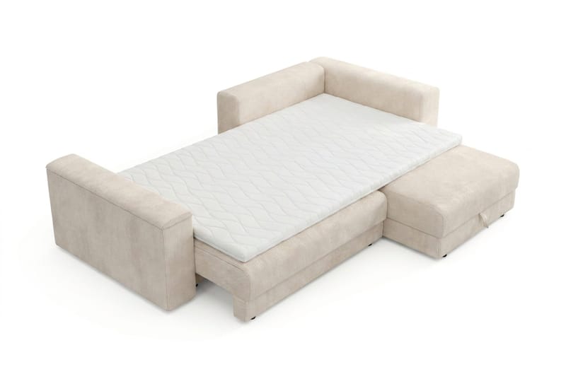 Bergen Extra djup 3-sits Bäddsoffa med Divan och Bäddmadrass i Memoryskum och Tvättbar klädsel - Beige Manchester - Products - Möbler - Soffa - Bäddsoffa - Bäddsoffa divan