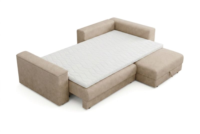 Bergen Extra djup 3-sits Bäddsoffa med Divan och Bäddmadrass i Memoryskum och Tvättbar klädsel - Brun Tyg - Products - Möbler - Soffa - Bäddsoffa - Bäddsoffa divan