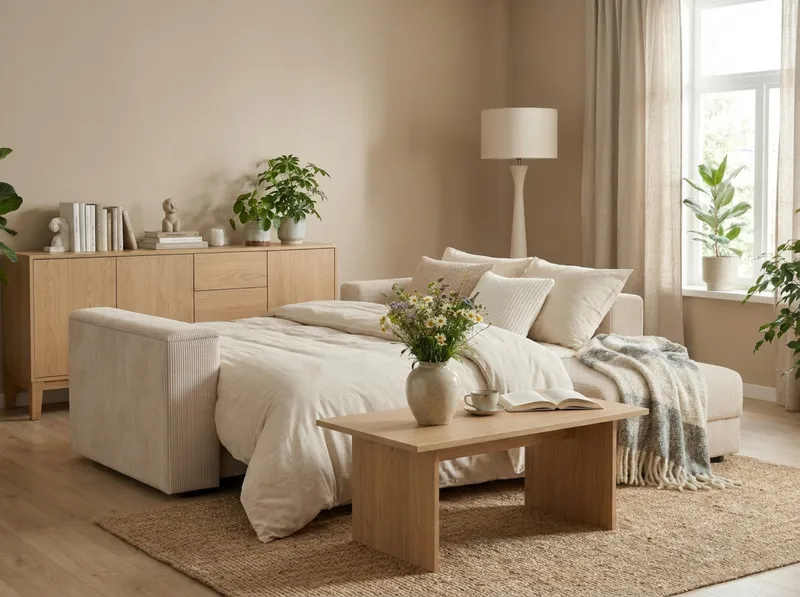 Bergen Extra Djup 3-sits Bäddsoffa med vändbar divan och förvaring i manchester - Beige - Products - Möbler - Soffa - Bäddsoffa - Bäddsoffa divan