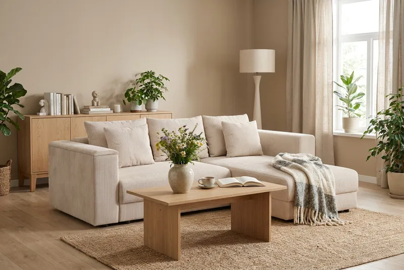 Bergen Extra Djup 3-sits Bäddsoffa med vändbar divan och förvaring i manchester - Beige - Products - Möbler - Soffa - Bäddsoffa - Bäddsoffa divan