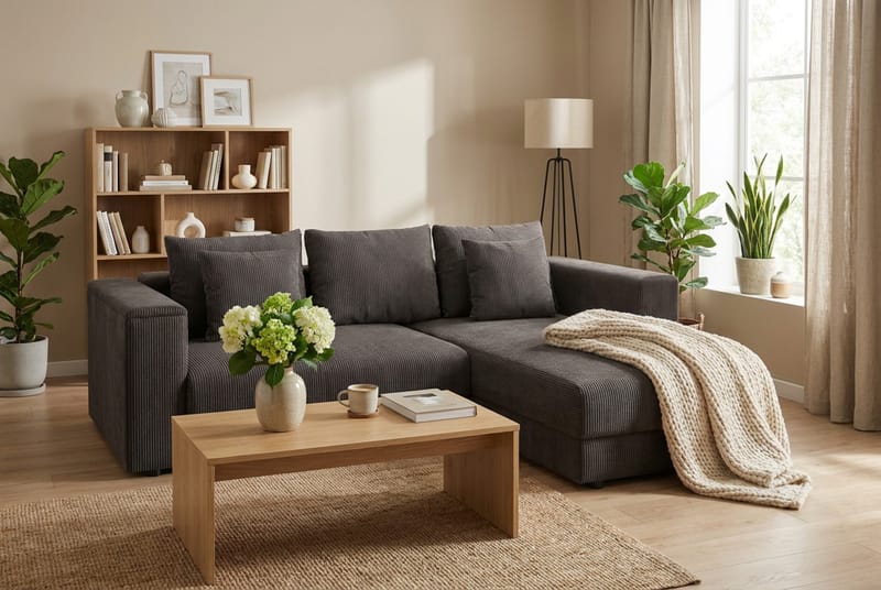Bergen Extra Djup 3-sits Bäddsoffa med vändbar divan och förvaring i manchester - Brun - Products - Möbler - Soffa - Bäddsoffa - Bäddsoffa divan