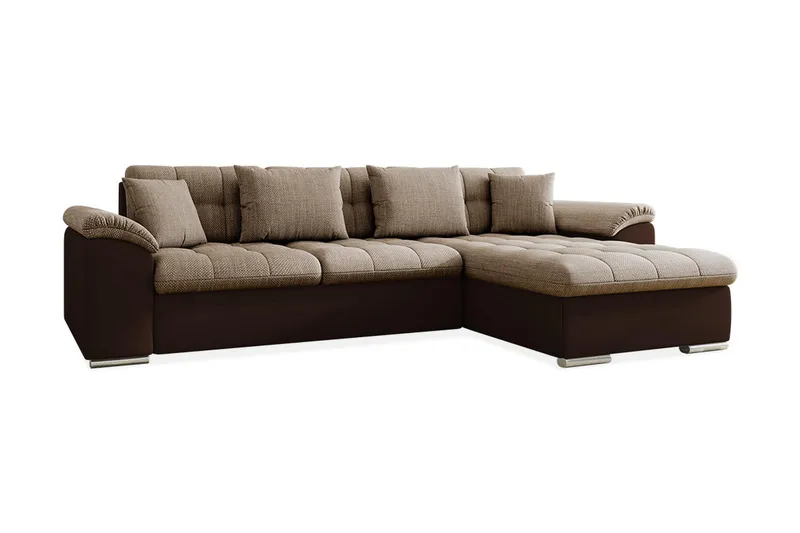 Camior Divanbäddsoffa 4-sits Höger Konstl äder, Brun/Beige