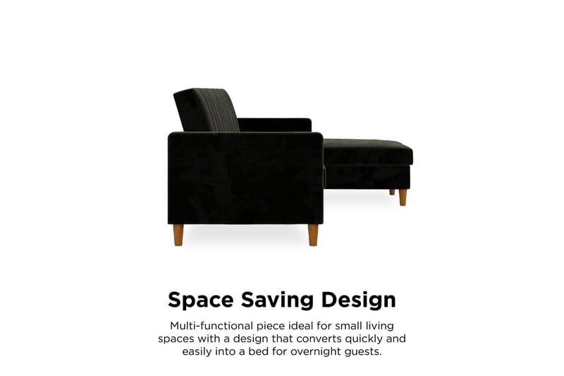 Celine 3-sits Divanbäddsoffa Sammet/Svart - Dorel Home - Products - Möbler - Soffa - Bäddsoffa - Bäddsoffa divan