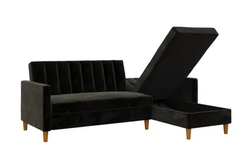 Celine 3-sits Divanbäddsoffa Sammet/Svart - Dorel Home - Products - Möbler - Soffa - Bäddsoffa - Bäddsoffa divan