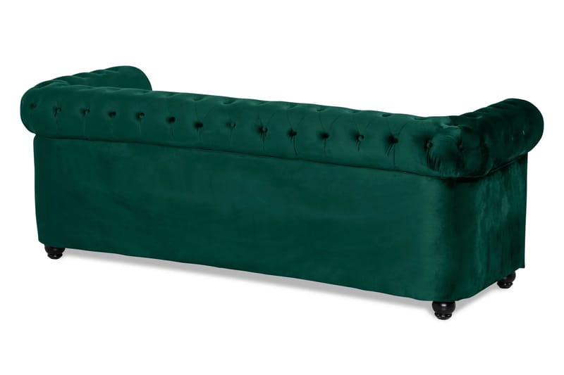 Chesterfield Lyx 3-sits Framåtbäddad Bäddsoffa med HVILA Bäddmadrass 140x200 cm Polyesterskum med Tvättbar klädsel - Grön/Vit - Products - Möbler - Soffa - Bäddsoffa - 3 sits bäddsoffa