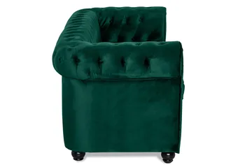 Chesterfield Lyx 3-sits Framåtbäddad Bäddsoffa med HVILA Bäddmadrass 140x200 cm Polyesterskum Vändbar Sommar & Vintersida och Tvättbar klädsel - Grön/Vit - Products - Möbler - Soffa - Bäddsoffa - 3 sits bäddsoffa
