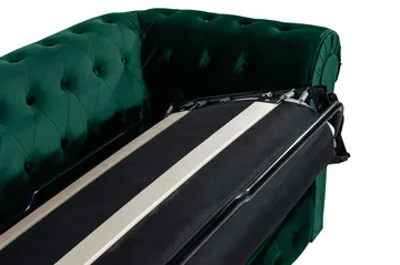 Chesterfield Lyx 3-sits Framåtbäddad Bäddsoffa med HVILA Bäddmadrass 140x200 cm Polyesterskum Vändbar Sommar & Vintersida och Tvättbar klädsel - Grön/Vit - Products - Möbler - Soffa - Bäddsoffa - 3 sits bäddsoffa