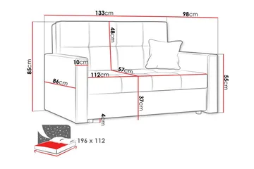 Denegal 2-sits liten bäddsoffa i Plysch - Beige - Products - Möbler - Soffa - Bäddsoffa - 2 sits bäddsoffa