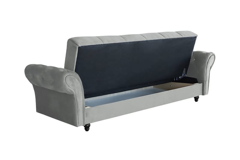 Denegal liten 3-sits Bäddsoffa Längsbäddad i Plysch - Mörkblå - Products - Möbler - Soffa - Bäddsoffa - 3 sits bäddsoffa