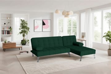 Divansoffa i grön sammet med bäddfunktion - grön - Products - Möbler - Soffa - Bäddsoffa - Bäddsoffa divan