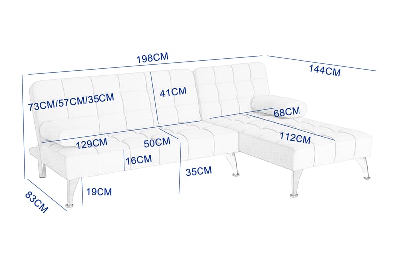 Divansoffa med bäddfunktion beige sammet - beige - Products - Möbler - Soffa - Bäddsoffa - Bäddsoffa divan