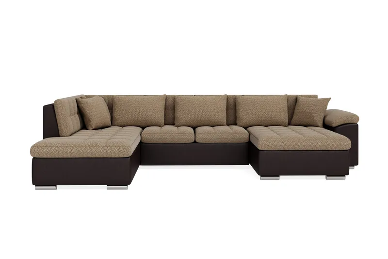 Dynir Hörnbäddsoffa Divan med Förvaring Höger, Beige/Brun