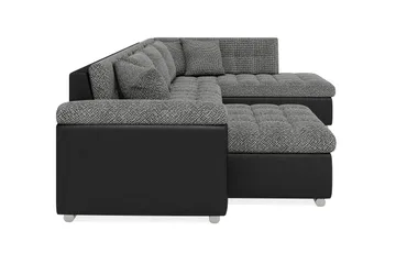 Dynir Stor Hörnbäddsoffa Divan med Förvaring Vänster - Grå / Svart - Products - Möbler - Soffa - Bäddsoffa - Bäddsoffa längsbäddad