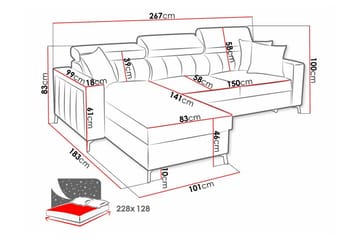 Galbally 3-sits Hörnbäddsoffa Dark blue - Products - Möbler - Soffa - Bäddsoffa - Hörnbäddsoffa