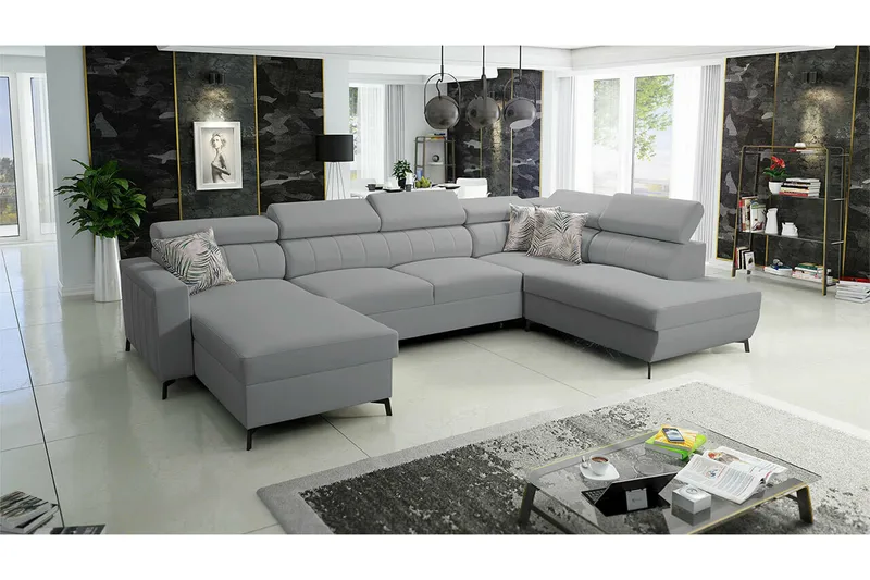 Galbally 5-sits Hörnbäddsoffa Light grey/Dark grey - Products - Möbler - Soffa - Bäddsoffa - Bäddsoffa divan
