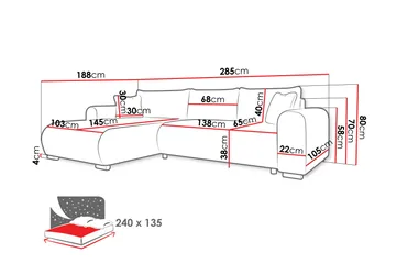 Handda Bäddsoffa med Divan 3-sits i Chenille - Beige - Products - Möbler - Soffa - Bäddsoffa - Bäddsoffa divan
