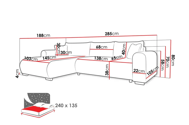 Handda Bäddsoffa med Divan 3-sits i Manchester - Rosa - Products - Möbler - Soffa - Bäddsoffa - Bäddsoffa divan