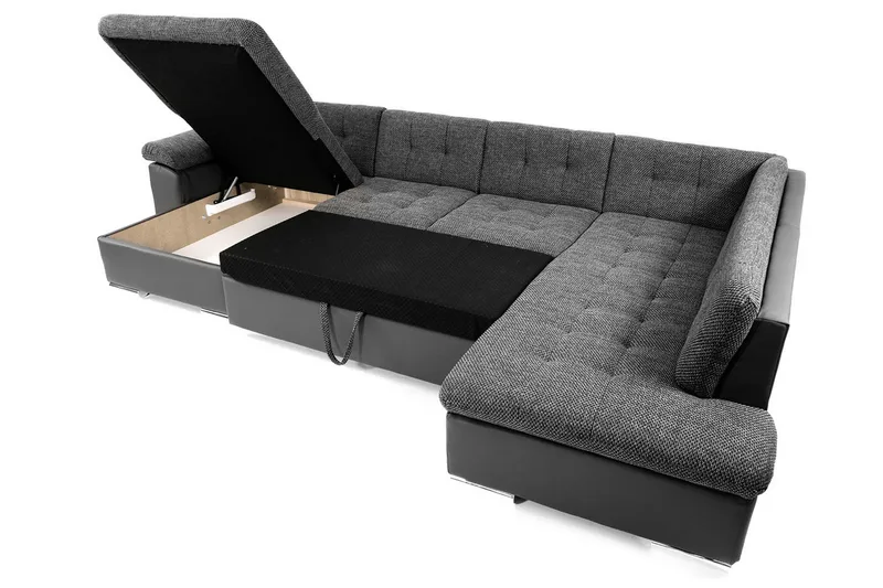 Niko U-Bäddsoffa 350x205x76 cm Divan Höger - Mörkgrå - Products - Möbler - Soffa - Bäddsoffa - Bäddsoffa divan