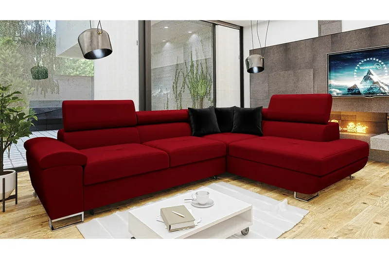 Reginia 4-sits Hörnbäddsoffa Red - Products - Möbler - Soffa - Bäddsoffa - Hörnbäddsoffa