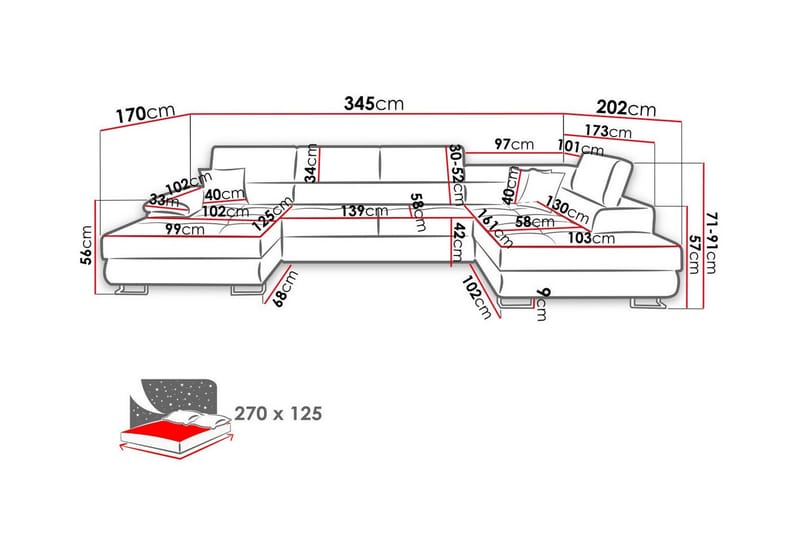 Reginia 4-sits Hörnbäddsoffa - Products - Möbler - Soffa - Bäddsoffa - Hörnbäddsoffa