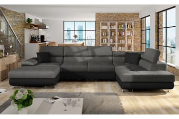 Reginia Bäddsoffa Vänster - Grå/Svart - Products - Möbler - Soffa - Bäddsoffa - Bäddsoffa längsbäddad