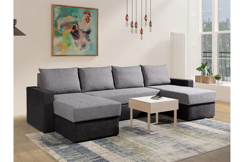 Staffin 4-sits Hörnbäddsoffa Light grey/Dark grey - Products - Möbler - Soffa - Bäddsoffa - Hörnbäddsoffa