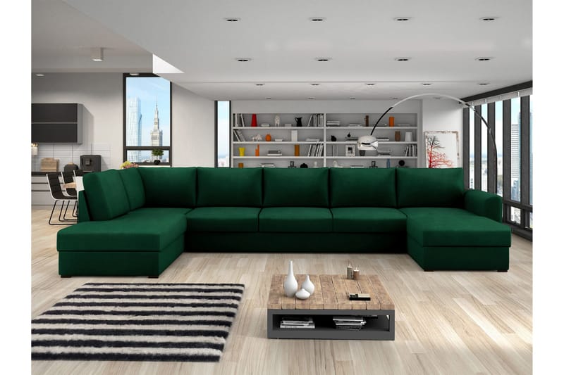 Taberk Bäddsoffa med Divan och Schäslong 5-sits - Grön - Products - Möbler - Soffa - Bäddsoffa - Bäddsoffa divan