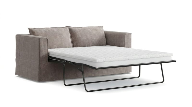 Travstad 3-sits Bäddsoffa med HVILA Bäddmadrass 140x200 cm Latex med Tvättbar klädsel - Grå/Vit - Products - Möbler - Soffa - Bäddsoffa - 3 sits bäddsoffa