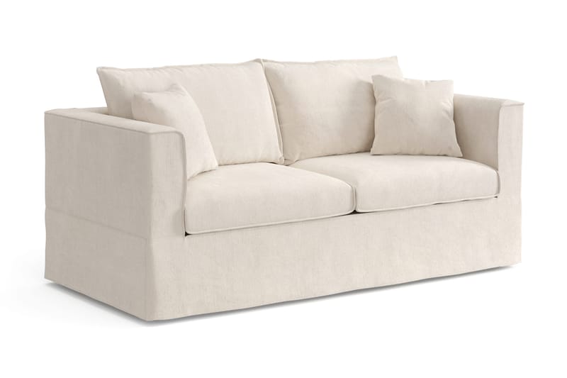 Travstad 3-sits Bäddsoffa med HVILA Bäddmadrass 140x200 cm Polyesterskum med Tvättbar klädsel - Beige/Vit - Products - Möbler - Soffa - Bäddsoffa - 3 sits bäddsoffa