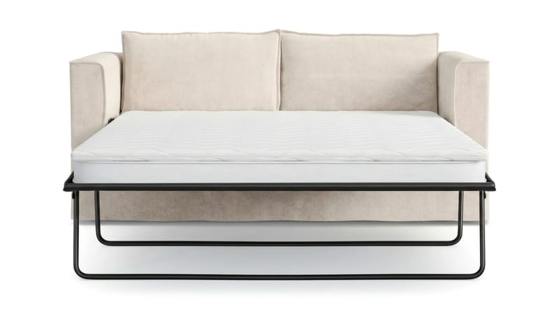 Travstad 3-sits Bäddsoffa med HVILA Bäddmadrass 140x200 cm Polyesterskum med Tvättbar klädsel - Beige/Vit - Products - Möbler - Soffa - Bäddsoffa - 3 sits bäddsoffa