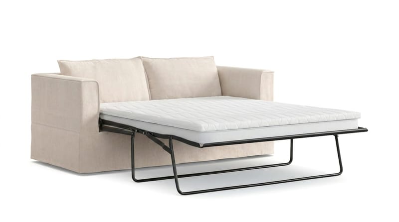 Travstad 3-sits Bäddsoffa med HVILA Bäddmadrass 140x200 cm Polyesterskum med Tvättbar klädsel - Beige/Vit - Products - Möbler - Soffa - Bäddsoffa - 3 sits bäddsoffa