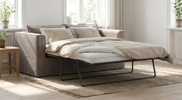 Travstad 3-sits Bäddsoffa med HVILA Bäddmadrass 140x200 cm Polyesterskum med Tvättbar klädsel - Grå/Vit - Products - Möbler - Soffa - Bäddsoffa - 3 sits bäddsoffa