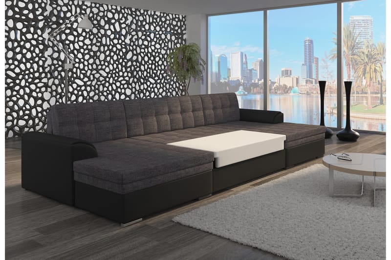 Ventolia Hörnbäddsoffa Universal - Grå/Svart - Products - Möbler - Soffa - Bäddsoffa - U bäddsoffa