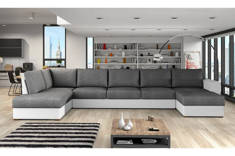 Wilma Hörnsoffa Vänster - Grå/Vit - Products - Möbler - Soffa - Bäddsoffa - Bäddsoffa divan