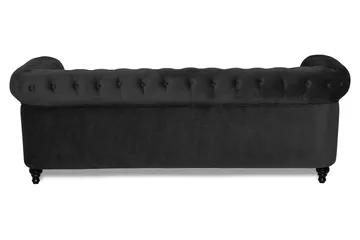 Chesterfield Lyx 3-sits Sammetssoffa - Djup soffa - Svart - Products - Möbler - Soffa - Chesterfield soffa