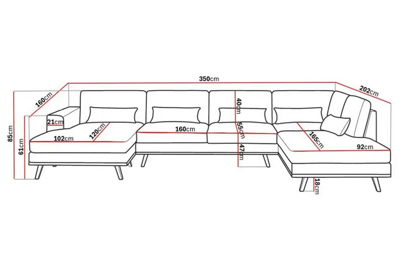 Copenhagen 5-sits Högervänd U-formad Large Soffa med Divan och Schäslong i Sammet - Beige - Products - Möbler - Soffa - Sammetssoffa