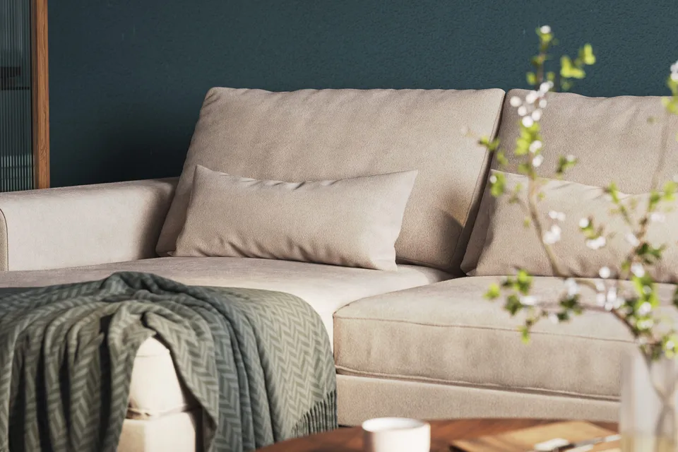 Copenhagen 5-sits Högervänd U-formad Large Soffa med Divan och Schäslong i Sammet - Beige - Products - Möbler - Soffa - Sammetssoffa