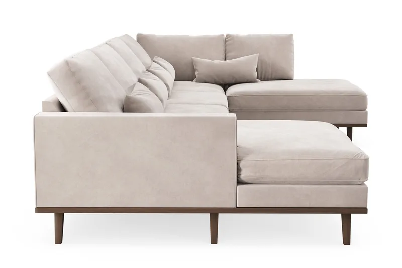 Copenhagen 5-sits Högervänd U-formad Large Soffa med Divan och Schäslong i Sammet - Beige - Products - Möbler - Soffa - Sammetssoffa
