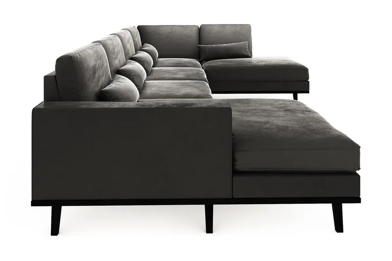 Copenhagen 5-sits Högervänd U-formad Soffa med Divan och Schäslong i Sammet - Mörkgrå - Products - Möbler - Soffa - Sammetssoffa