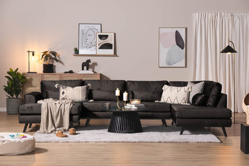 Copenhagen 5-sits Högervänd U-formad Soffa med Divan och Schäslong i Sammet - Mörkgrå - Products - Möbler - Soffa - Sammetssoffa