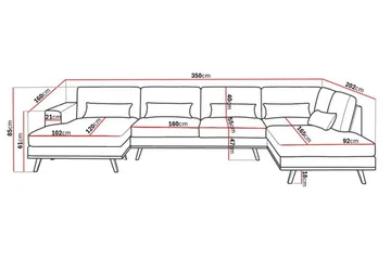 Copenhagen 5-sits Högervänd U-formad Soffa med Divan och Schäslong i Sammet - Mörkgrå - Products - Möbler - Soffa - Sammetssoffa