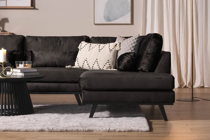 Copenhagen 5-sits Högervänd U-formad Soffa med Divan och Schäslong i Sammet - Mörkgrå - Products - Möbler - Soffa - Sammetssoffa